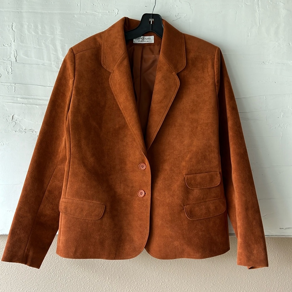 Rust Suede-Like Blazer Jacket - Women